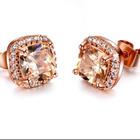 LAST Pr!1 8K Princess Cut Rose Gold & Champagne St - Picture 2 of 4